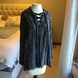DREW plaid top with frayed detail - fab!!